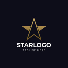 Luxury Gold Star Logo Vector in elegant Style with Black Background