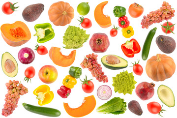 Background of colorful vegetables, fruits and berries