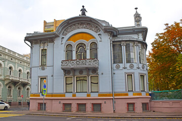 Ivan Mindovsky Mansion - built in 1903-1904 by architect Lev Kekushev in the Art Nouveau style. The mansion is an object of cultural heritage. Moscow, Russia, 10, 02, 2021