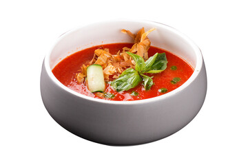 Gazpacho, with tuna shavings and green butter.