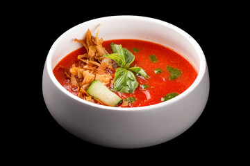 Gazpacho, with tuna shavings and green butter.