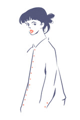 sketch of a beautiful girl in a shirt. you can use this for fashion magazines, books, postcards, stickers and advertisements	