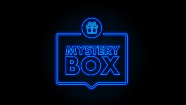 Mystery box banner. Packaging for concept design. Surprise present. Package design. Help symbol. Question mark icon. Motion Graphic