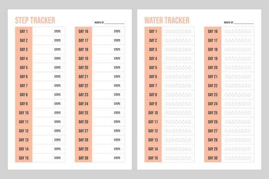 step tracker and water tracker printable