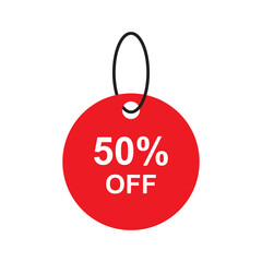 50% off tag discount sign vector