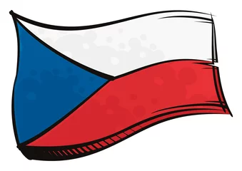 Selbstklebende Fototapeten Painted Czech Republic  flag waving in wind © oxygen64