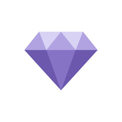 Huge bright purple gem vector flat illustration. Jewellery diamond crystal carat symbol of richness
