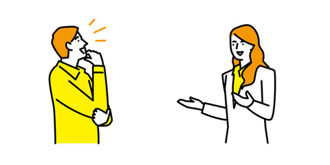 説明を受けて納得する男性のイラス