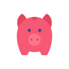 Pink simple piggy bank front view for cash money savings safety storage vector flat illustration