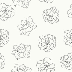 Hand drawn gardenia seamless pattern