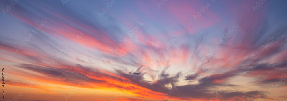 Wall mural Beautiful summer sunset dramatic sky