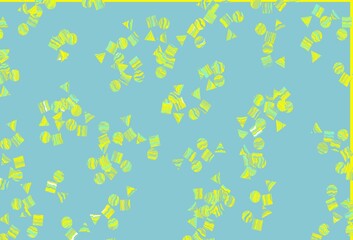 Fototapeta na wymiar Light Green, Yellow vector template with crystals, circles, squares.