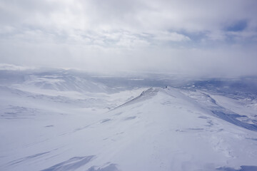 Fototapeta na wymiar Winter landscape on the Avachinsky pass in Kamchatka