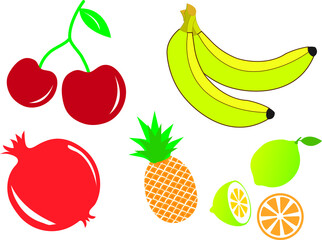  vector fruit icon set color illustration..eps