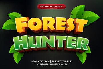 forest hunter comic cartoon Bold 3D Editable text Effect Style