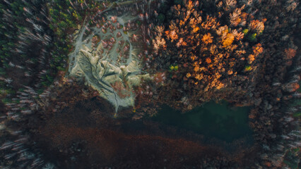 Aerial view of the Colorful landscape, Stayki, Kyiv region, Ukraine, Europe. Beauty of nature concept background.
