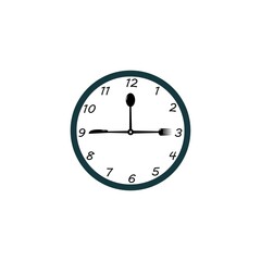fork and spoon clock restaurant logo vector template