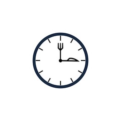 fork and spoon clock restaurant logo vector template