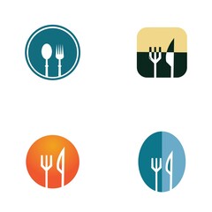 fork and spoon restaurant logo vector template