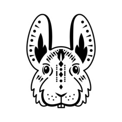 Stylized rabbit head chinese zodiac sign. Rabbit face isolated on white background.