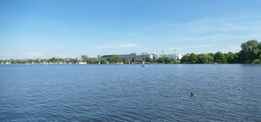 Outer Alster Lake around Hamburg