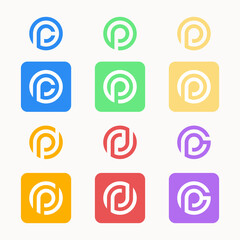 set of letter P logo design white icon 