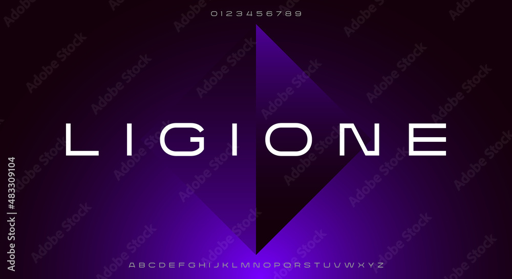 Sticker abstract wide tech futuristic alphabet font. digital space typography vector illustration design