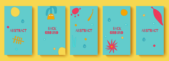 Trendy set of templates for social media. Abstract floral background for social media stories. Editable vector illustration in style 80s - 90s