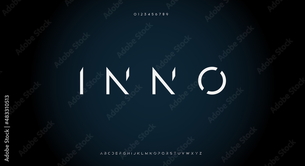 Wall mural sharp edge abstract technology futuristic alphabet font. digital space typography vector illustratio