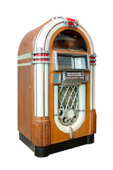 Retro jukebox radio isolated on white background with clipping path