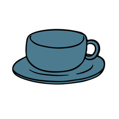 Coffee cup vector illustration in line filled design