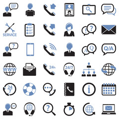 Customer Service Icons. Two Tone Flat Design. Vector Illustration.