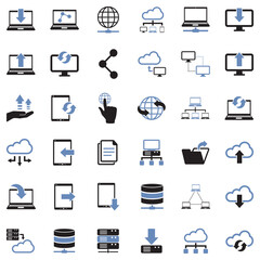 Data Transfer Icons. Two Tone Flat Design. Vector Illustration.