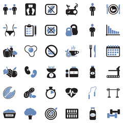 Diet Icons. Two Tone Flat Design. Vector Illustration.