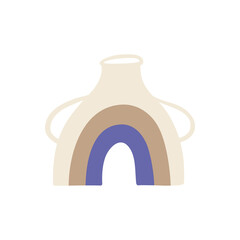 Modern ceramic vase in the form of an arch. Simple flat vector illustration isolated on a white background.