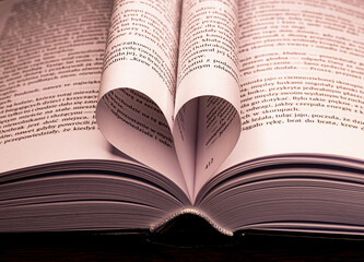 book with folded pages on the table