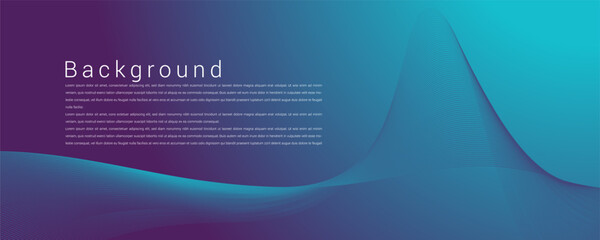 Landing page vector template. Abstract blue gradient background with wavy line for business