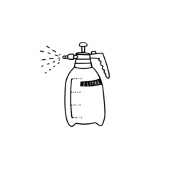 Spray Bottle isolated on a white background. Line art. - 483314739