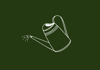 Watering can for flowers. Vector illustration. Line art. - 483314762