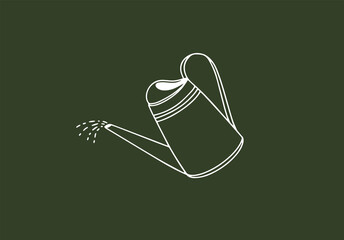 Watering can for flowers. Line art. - 483314764