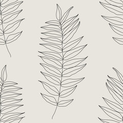 Trendy minimalist seamless botanical pattern with line art composition - 483315307