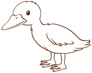 Duck in doodle simple style on white background