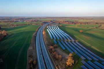 next to a freeway A20 is a photovoltaic open space plant