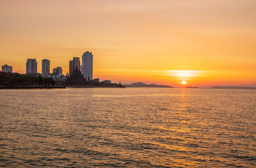 Pattaya Thailand Asia dure the sunset timeline