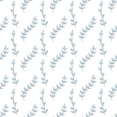 flower pattern - cute green plant leaves on a white background