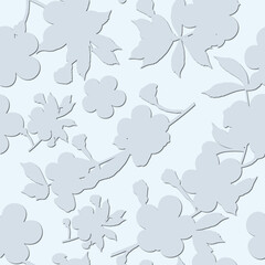 Abstract floral background. Silhouettes of cherry blossoms on a blue abstract background