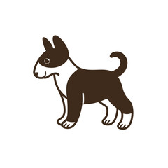 Bull terrier. Cute dog character. Vector illustration in cartoon style for poster, postcard.