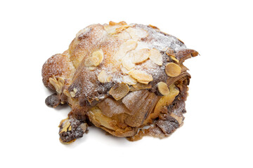 almond chocolate bread on white background