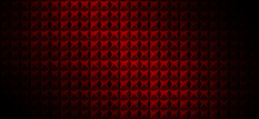 Red soundproof background. Acoustic faom texture with red lighting. Recording studio wall background