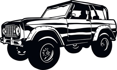 Classic Truck, Muscle car, Classic car, Stencil, Silhouette, Vector Clip Art - Truck 4x4 Off Road - Offroad car for tshirt and emblem